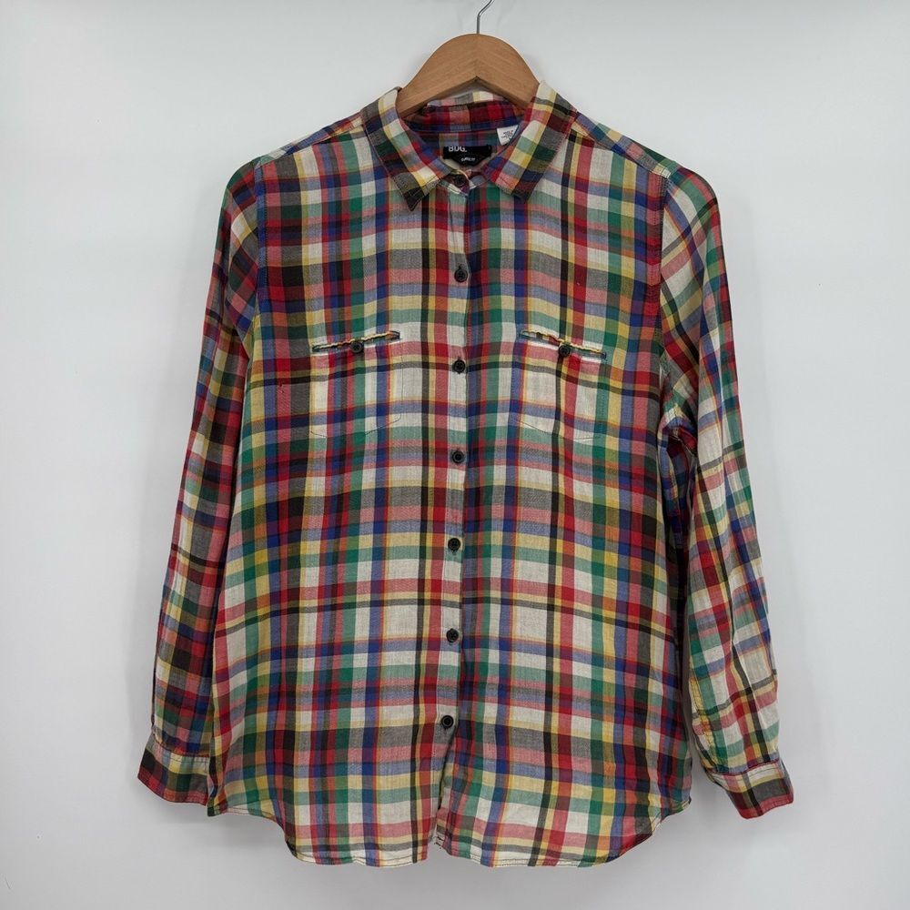 Urban Outfitters BDG Classic Fit Lightweight Plaid Button Down in Multi | Large
